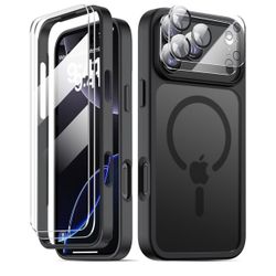 New Magnetic for iPhone 17 Pro Case [Screen Protector + Camera Lens Protector] Compatible with MagSafe Translucent Matte Dual-Layer Military Grade 17 