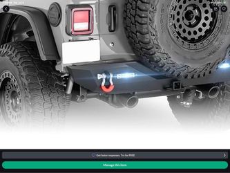 Jeep wrangler bumper Off-road New Rear Bumper With Led Lights Very Slight Shipping damage make offer