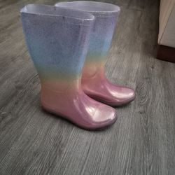 Girls Rain Boots/ Rainbow/ Size 1