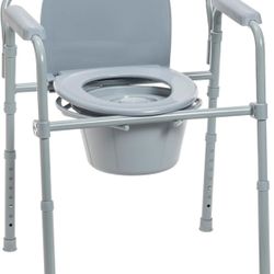 Folding Steel Bedside Commode Chair, 