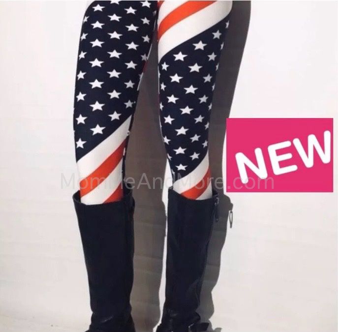 NEW Womens American Flag Leggings Soft As Lularoe OS/TC