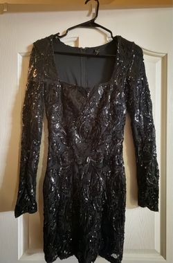 Black Sequin Long Sleeve Mini Dress