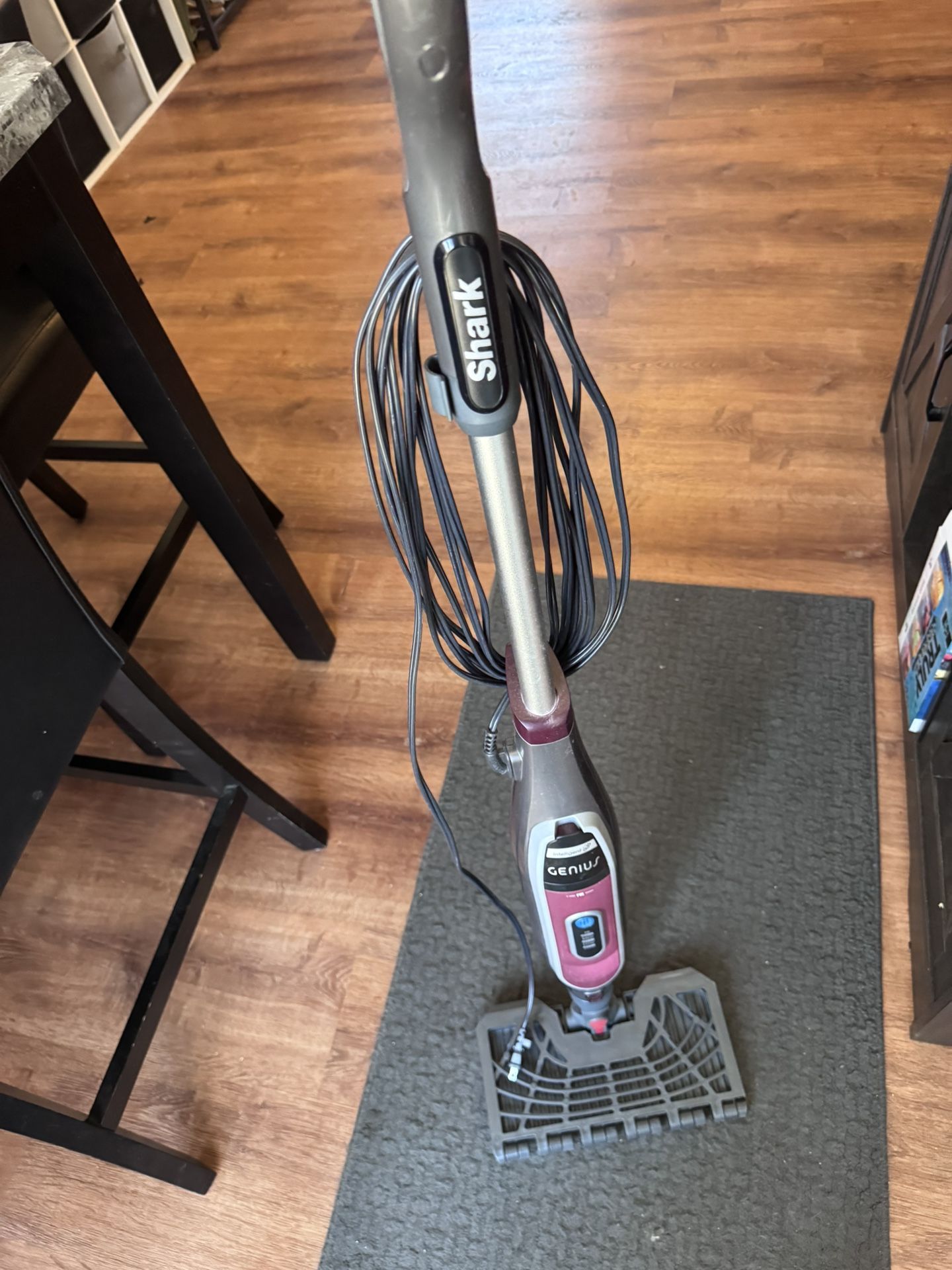 Genius Corded Steam and Spray Pocket Mop for All Hard-Floor Surfaces in Red with Steam Blaster Technology & 3 Settings