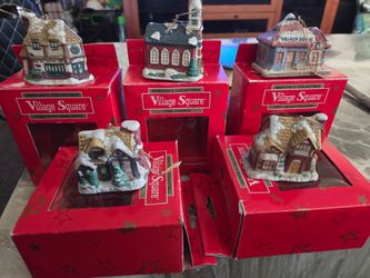 Mervyn's Collectible Village Square Ornaments Set of 5