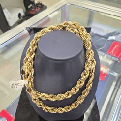 10k Yellow Gold 8mm 30 Inch Rope Chain