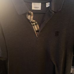 Burberry Polo Shirt Black Size Medium – TB Logo / Check Placket