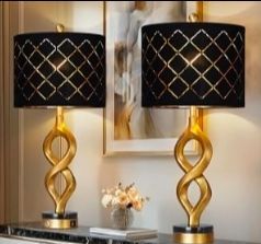 Black and Gold Table Lamps Set of 2 for Living Room, 30" Tall Touch Control Bedside Lamps for Bedroom Nightstand, 3-Way Dimmable Modern Decorative Tab