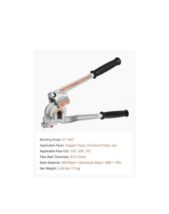 VEVOR 3 in 1 Lever Pipe Tube Bender for 1/4" 3/8" 1/2" -