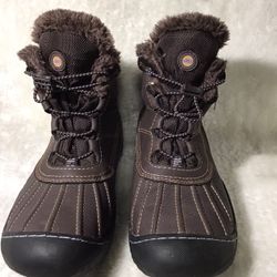JBU WOMEN PULLMEN BROWN FAUX FUR LINED WINTER DUCK BOOTS SIZE 8m