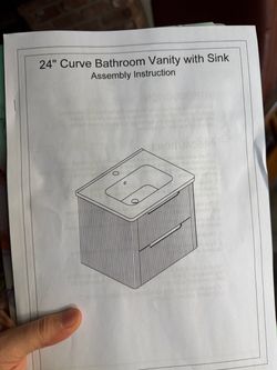 24" Curve Bathroom Vanity with Sink