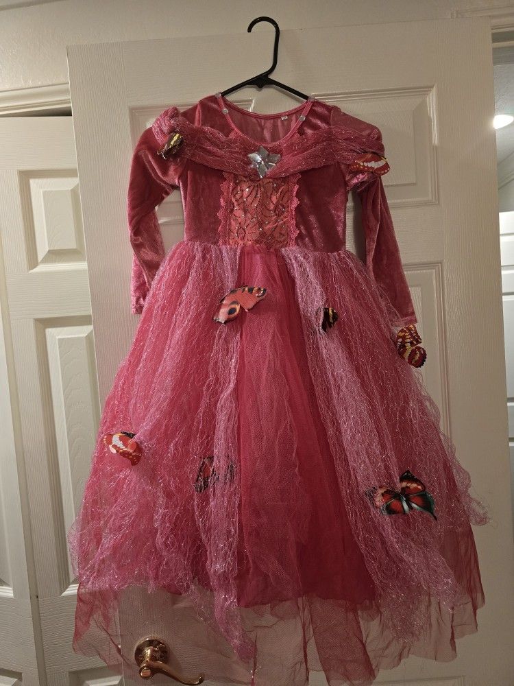 Princess Costume With Butterfly Pins Fits 5 -7Y