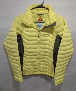 Womens Columbia Omni-Heat Yellow Full Zip Quilted Puffer Jacket Size Small S
