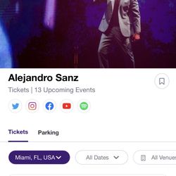 Alejandro Sanz ticket For Concert Tonight At Kaseya Miami
