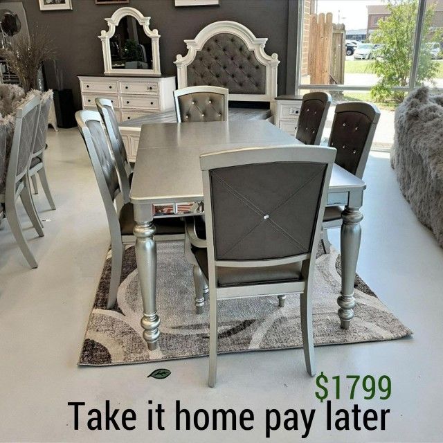 "Mirrored Design Reflecting Elegance: Orsina Dining Set"