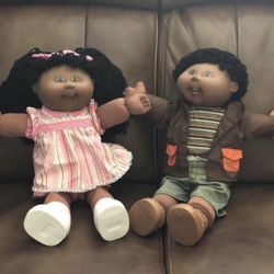 2004 Boy and girl, African-American cabbage, patch dolls