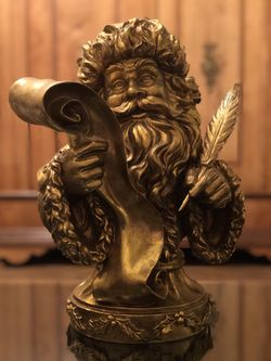 Gold Santa Claus Bust Statue Christmas