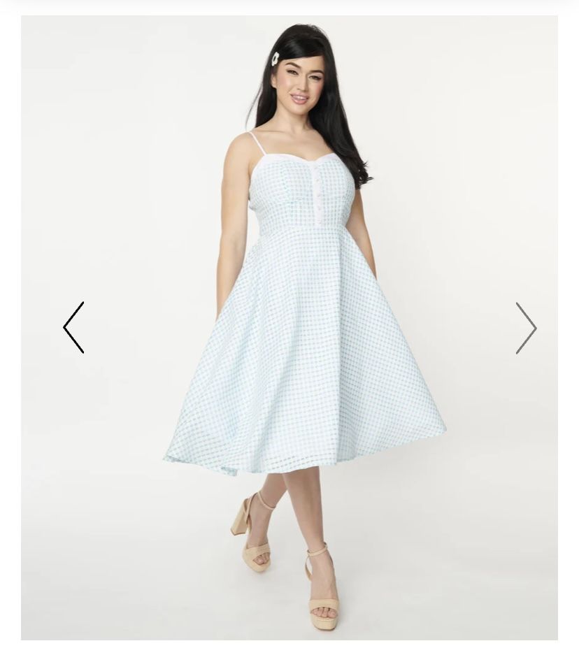 Unique Vintage Blue Gingham Dress