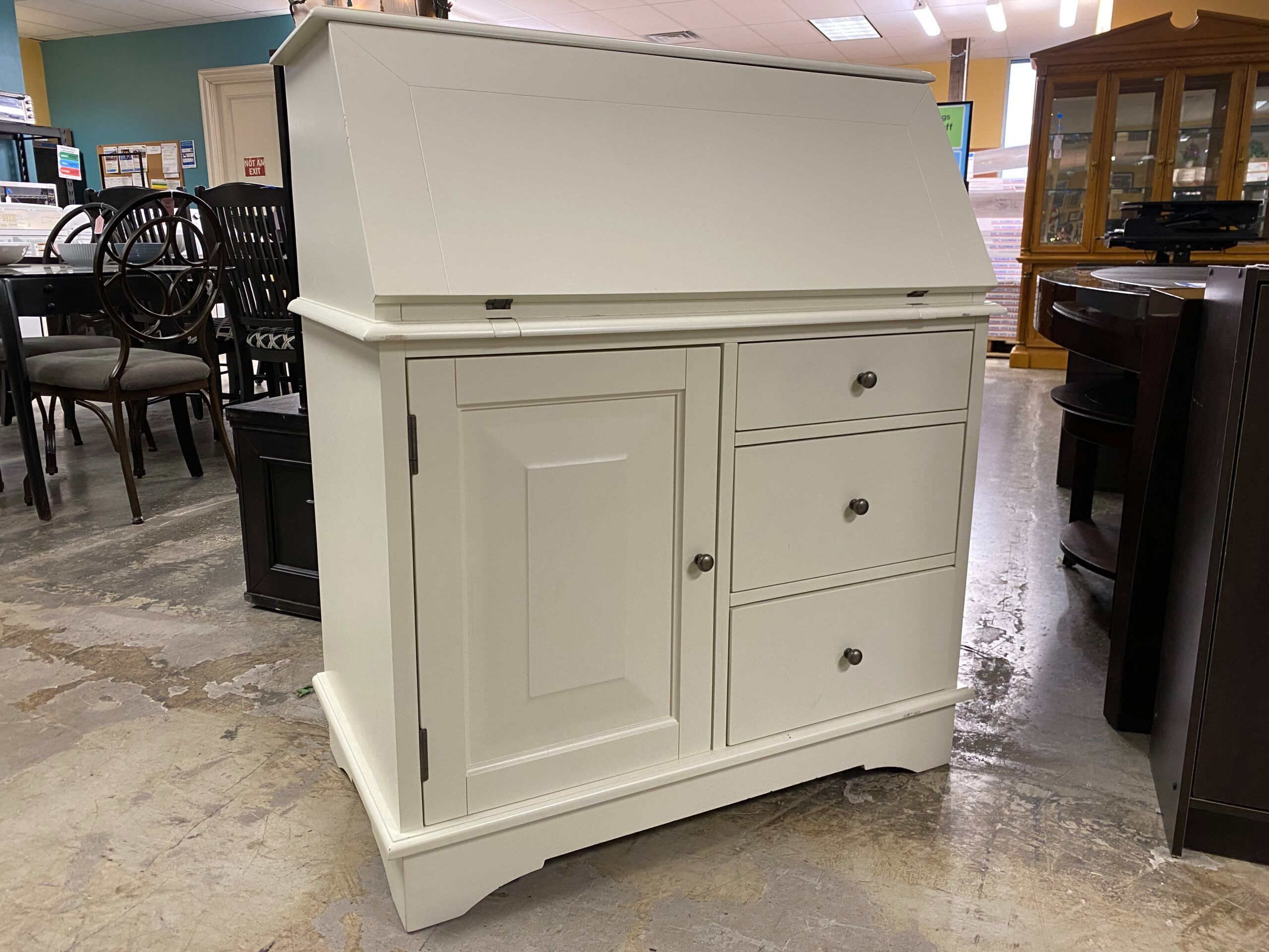 Cream Secretary Desk w/ Power Strip