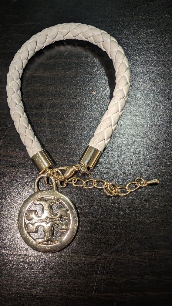 Tory Burch White Rope Bracelet With Logo
