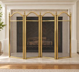 Lincoln 4-Fold Brass Fireplace Screen —