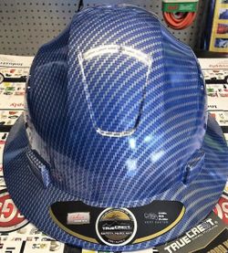 HDPE Hydro Dipped Blue/Silver Full Brim Hard Hat with Fas-trac Suspension