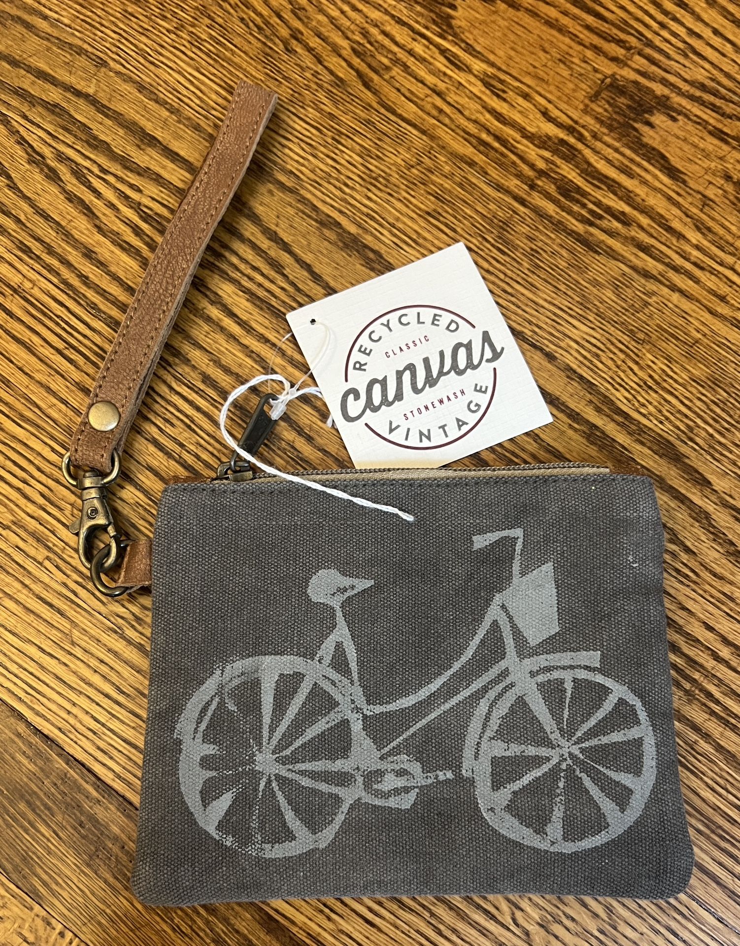 Recycled Vintage Classic Stonewash Canvas Wristlet Bag NWT