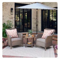 allen + roth Thomas Lake 3-Piece Patio Conversation Set with Light Gray Cushions
