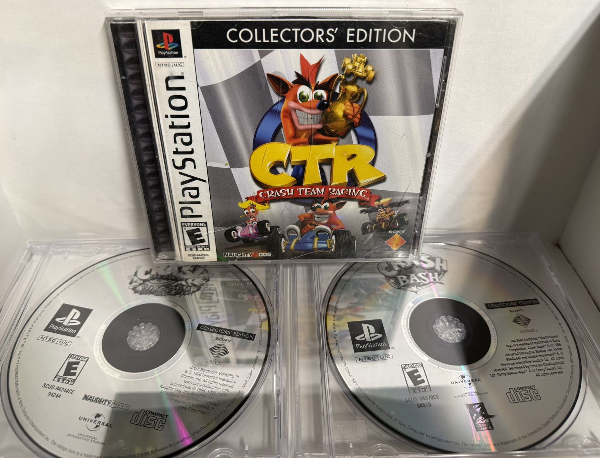 PS1 Crash Bandicoot 3-Pack Collector’s Edition Games - Warped, CTR, Bash