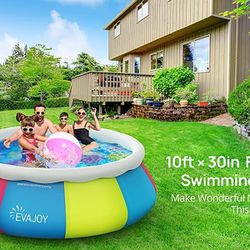 Inflatable Top Ring Swimming Pool with Cover, 10ft x 30in; Brand New
