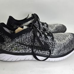 Nike Free RN Flyknit 2018 Oreo Shoes Women's 7.5 Black Running Athletic Sneakers