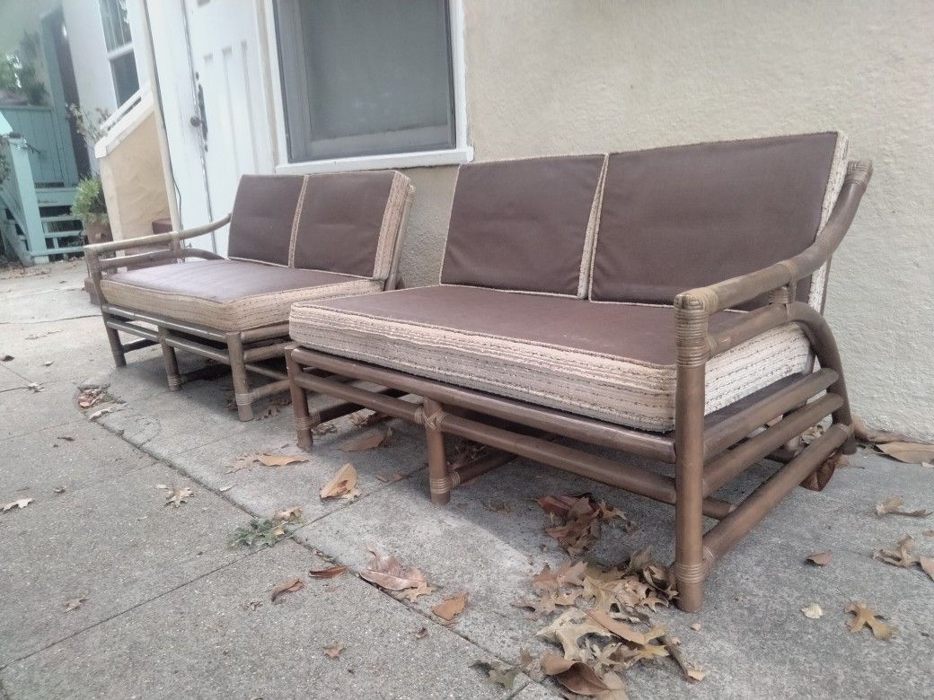 Vintage Outdoor Bamboo Two-piece Sofa