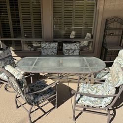 Wrought Iron Dining Table & 6 Chairs