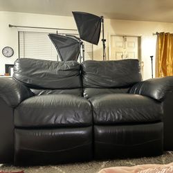 La-Z-Boy Black Leather Sofa, Black Recliner Couch, Loveseat