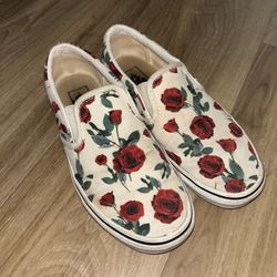 Red Rose Vans Slip-ons