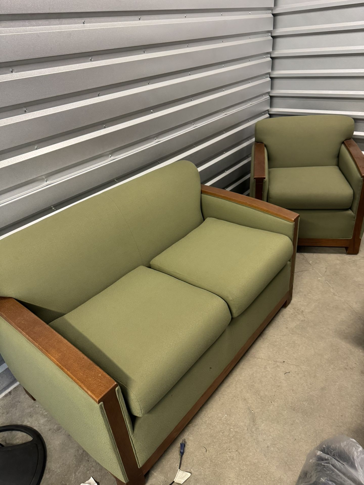 Mid-Century Style Loveseat + Chair Set (Sage Green)