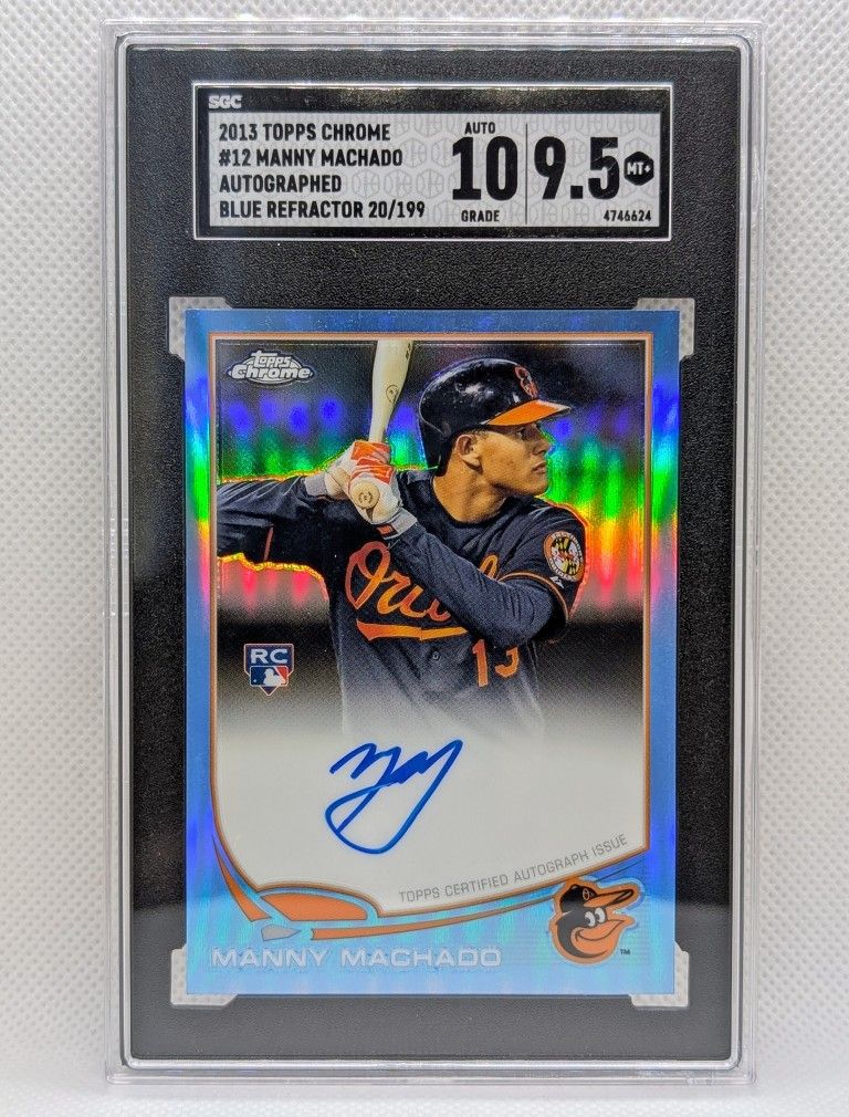 2013 Topps Chrome Manny Machado Rookie Auto Blue Refractor /199 - SGC 9.5 MT+