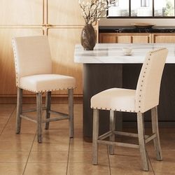  Clearance 25 Inches Counter Height Bar Stools with Back (Set of 2)