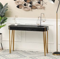 Wood Console Table with Metal Legs