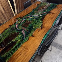 Koi Resin Dining Table With Metal Legs 