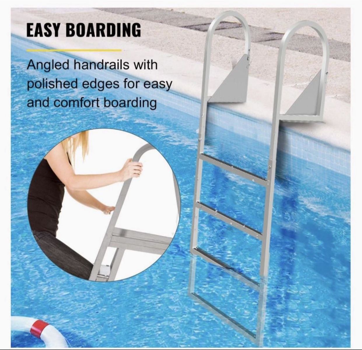 Dock Ladder, Pool Ladder, Aluminum Pool Ladder 4 Step, 350Lbs Capacity. PRICE $50.00 FIRM!!