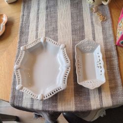 Mikasa Bridal Lace Octagonal Plate 14" - White And MIKASA MASTERPIECE 8” RECTANGULAR TRAY

