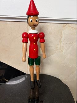 Vintage Wooden Pinocchio Doll 12”T