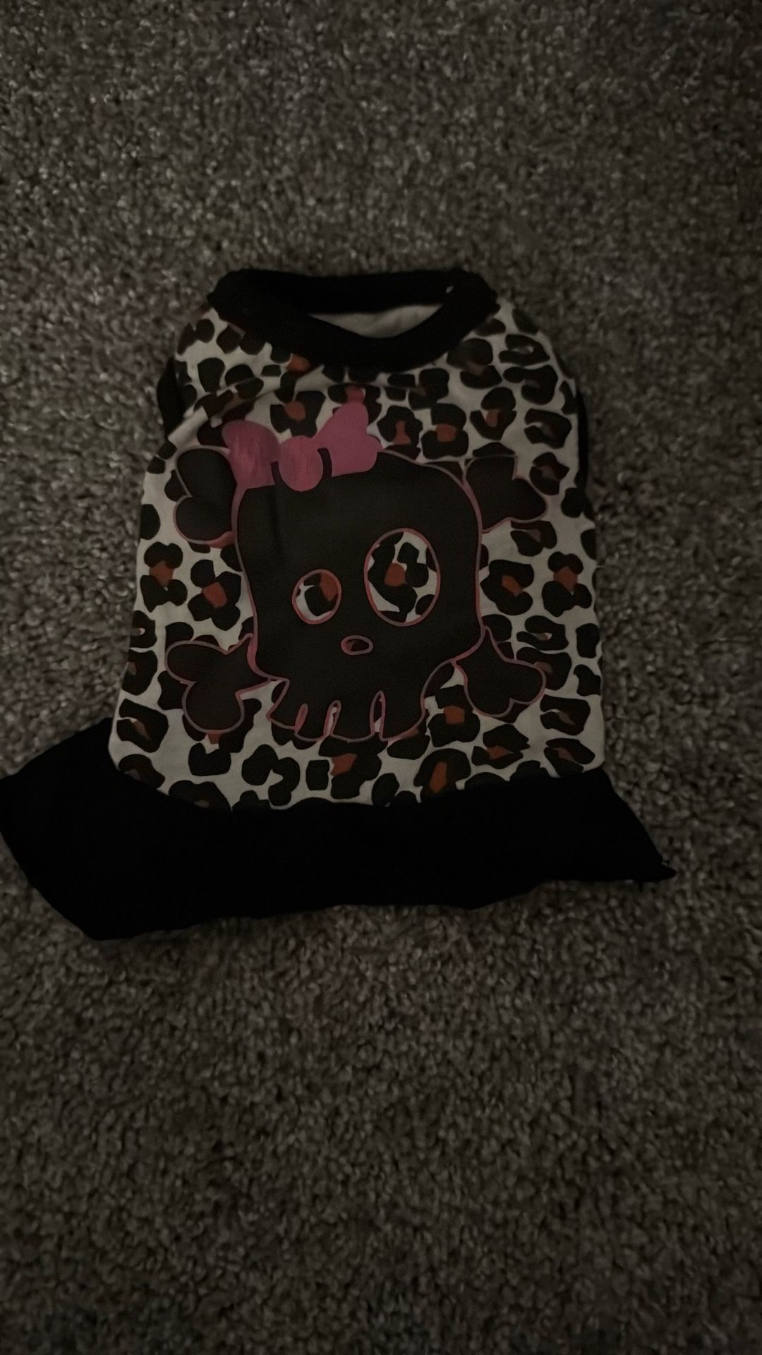 Leopard Print And Skull With Pink Bow Dog Dress