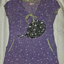 Koi Bridgette Scrub Top In Lavender & Lime Green Trim Size Xsmall