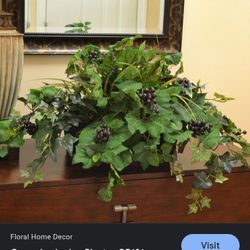 Home Decor - Faux Grape  Plant In A Beautiful Basket 