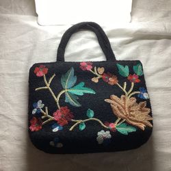 Black Embroidered Small Purse 