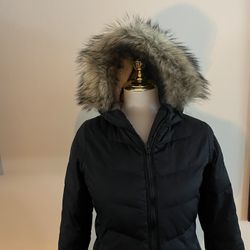 Lands' End Kids Fleece Lined Coat - Black -Girls large (10-12)