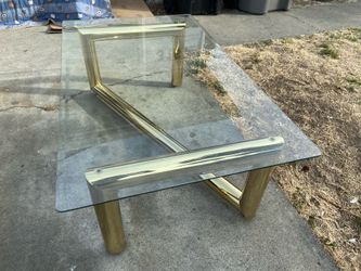 Karl Springer Hollywood Regency Style MCM Brass Tubular Coffee Glass Table
