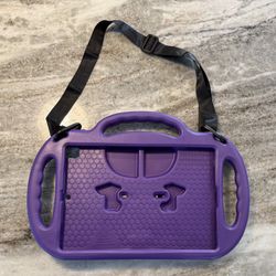 Kid-Proof iPad Case with Handle, Stand & Shoulder Strap – Purple