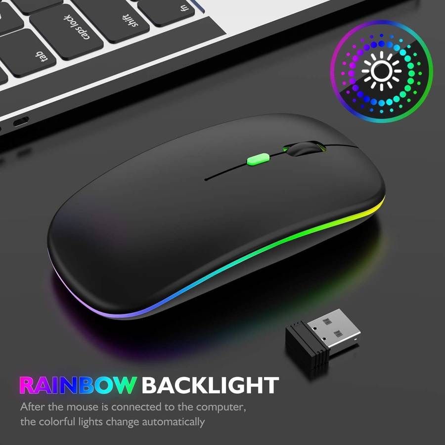 new Rechargeable Bluetooth Mouse for iPad/Tablet/Mac/Laptop/Apple/MacBook pro/MacBook air/pc/,LED Lights Silent Slim Use Bluetooth 5.2/3.0 and 2.4GHz 
